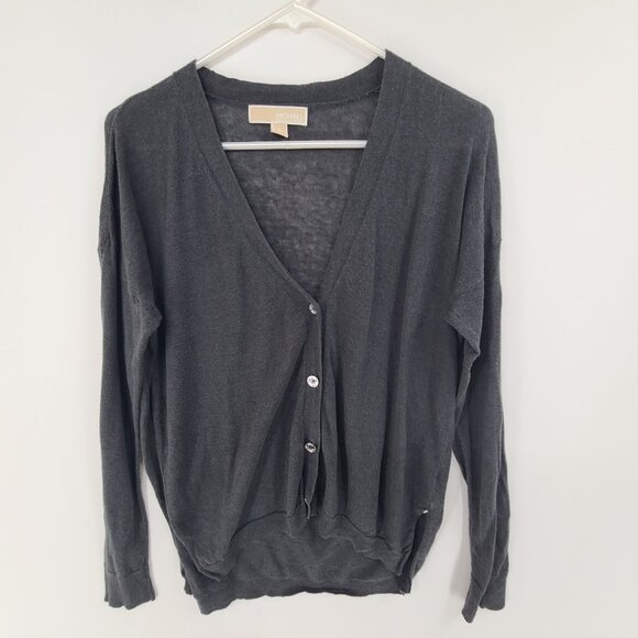 Michael Michael Kors Women's  Knit Linen blend Button Up Cardigan Gray Size S - Picture 1 of 8